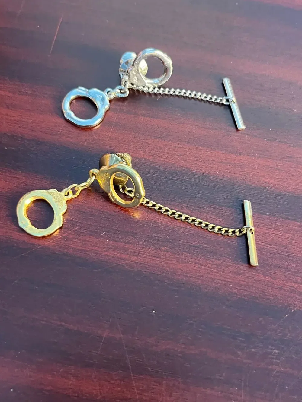 VTG Handcuff Tie Tacks Lot of 2 Silver and Gold Tone Law Enforcement Police